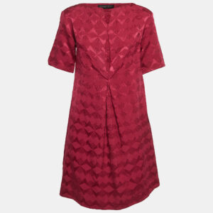 etro pink burgundy patterned silk & wool blend mini dress s