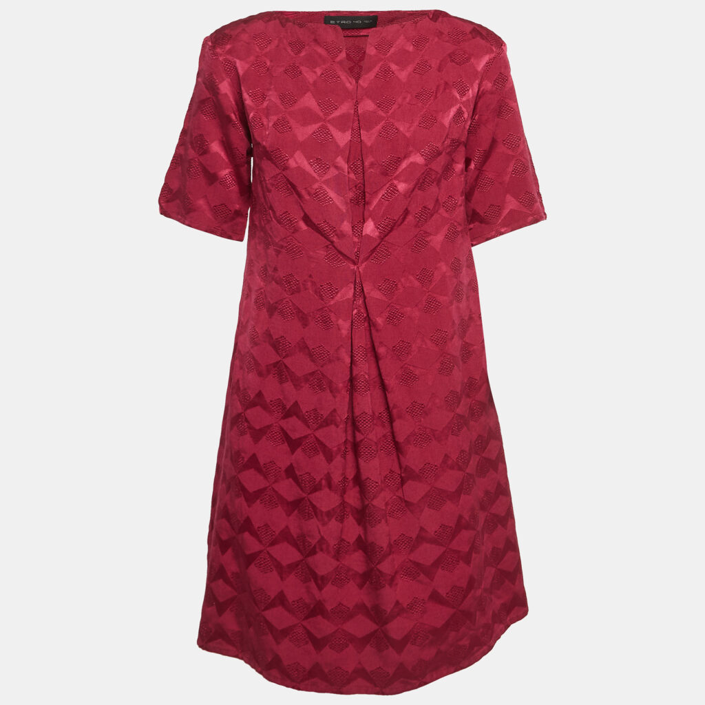 luxury-women-etro-used-clothes-p1003017-002.jpg Etro Pink Burgundy Patterned Silk & Wool Blend Mini Dress S