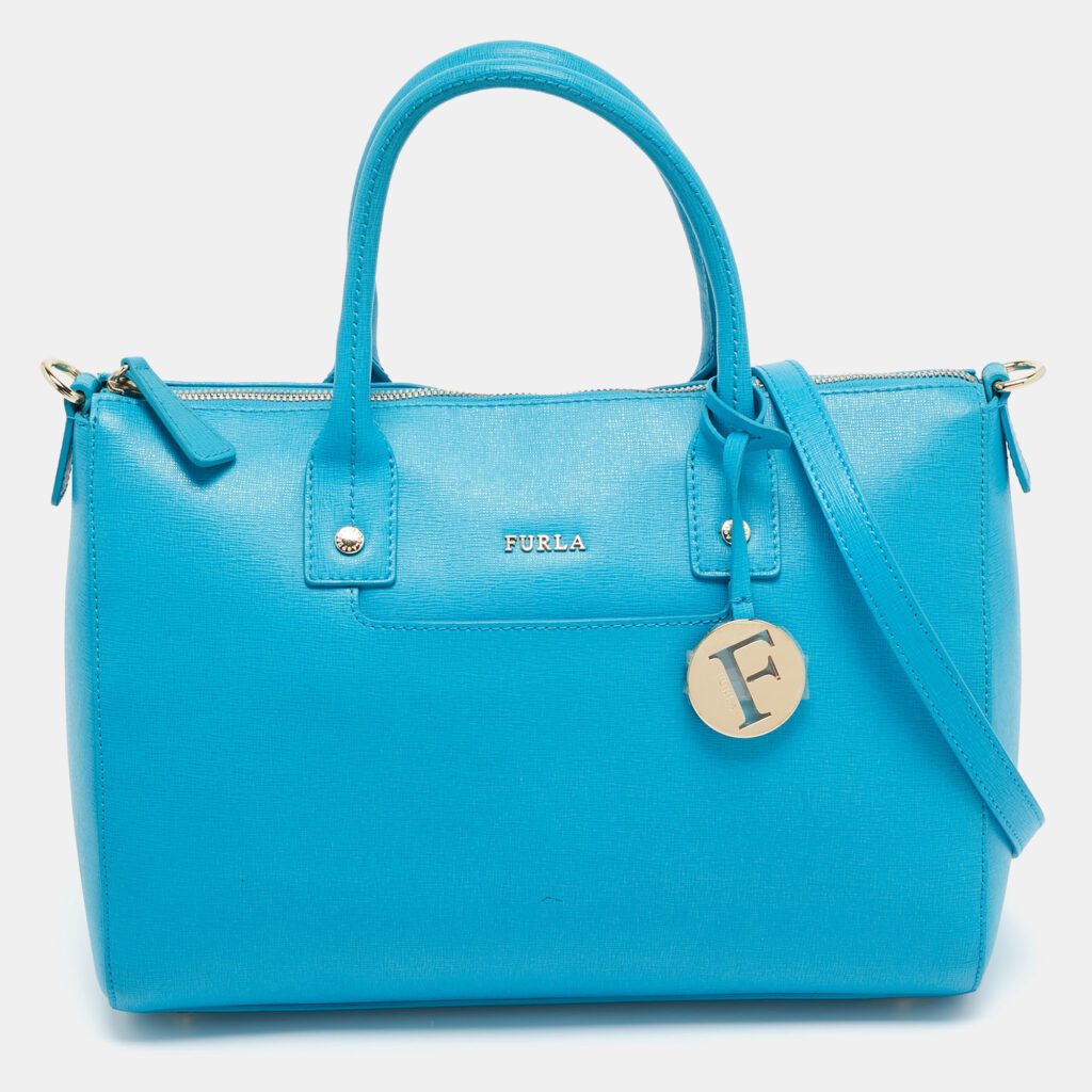 luxury-women-furla-used-handbags-p1015961-009.jpg Furla Blue Leather Linda Satchel
