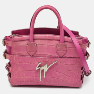 giuseppe zanotti pink croc embossed leather g17 tote
