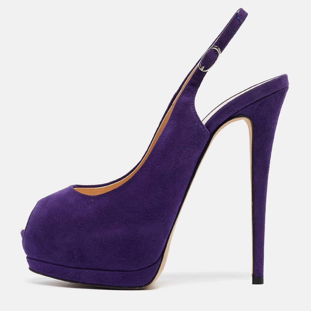 luxury-women-giuseppe-zanotti-used-shoes-p1020896-001.jpg Giuseppe Zanotti Purple Suede Peep Toe Slingback Pumps Size 40