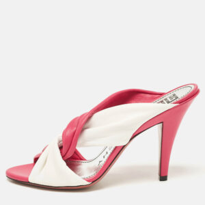 givenchy pink/white leather slide sandals size 36.5