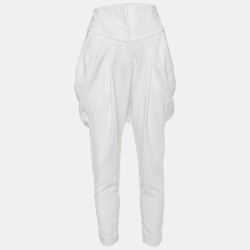 luxury-women-givenchy-used-clothes-p1000269-009.jpg Givenchy Off-White Crepe High Waist Tapered Leg Pants M