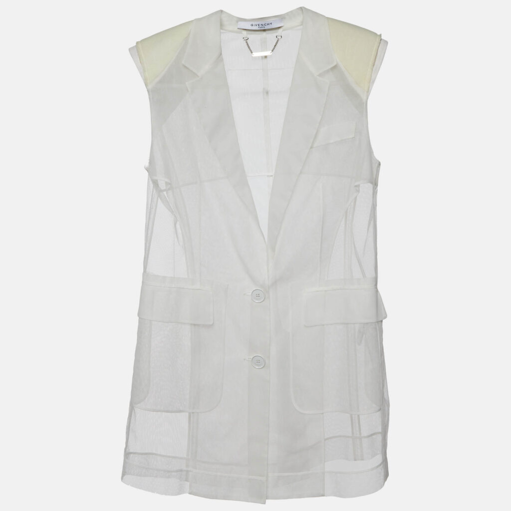 luxury-women-givenchy-used-clothes-p1015047-008.jpg Givenchy White Mesh Sleeveless Jacket S