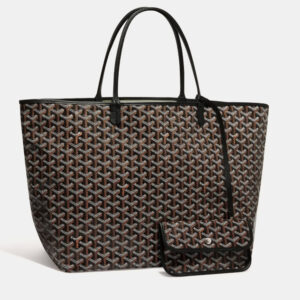 goyard black goyardine coated canvas and leather saint louis gm tote bag
