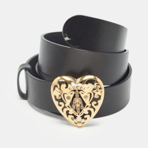 gucci black leather hysteria buckle belt 90cm