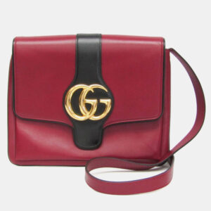 gucci red/black leather small arli crossbody bag