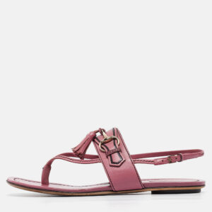 gucci pink leather fringe slingback sandals size  37