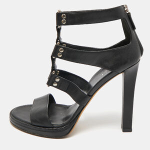 gucci black leather studded gladiator sandals size 39