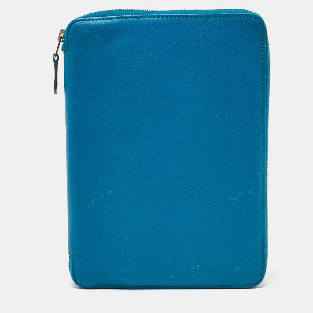 luxury-women-hermes-used-accessories-p1078582-003.jpg Hermès Blue Izmir Epsom Leather Globe Trotter Zip Agenda Planner