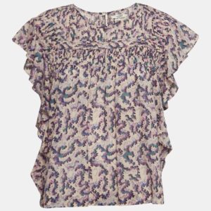 isabel marant etoile multicolor printed cotton ruffled ilayona top m