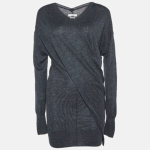 isabel marant etoile grey wool blend draped mini dress xs