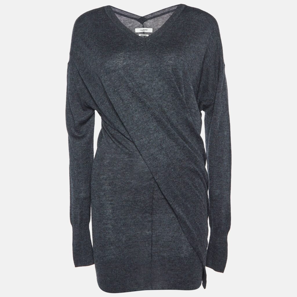 luxury-women-isabel-marant-etoile-used-clothes-p1004404-001.jpg Isabel Marant Etoile Grey Wool Blend Draped Mini Dress XS