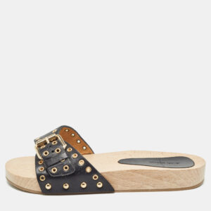 isabel marant black leather jaso slip on sandals size 36