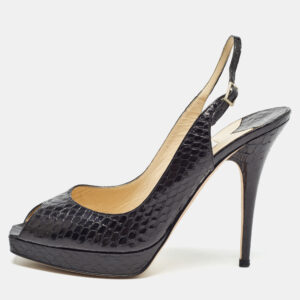 jimmy choo black embossed python clue sandals size 39.5