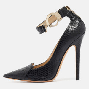 jimmy choo black python hand cuff pumps size 36.5