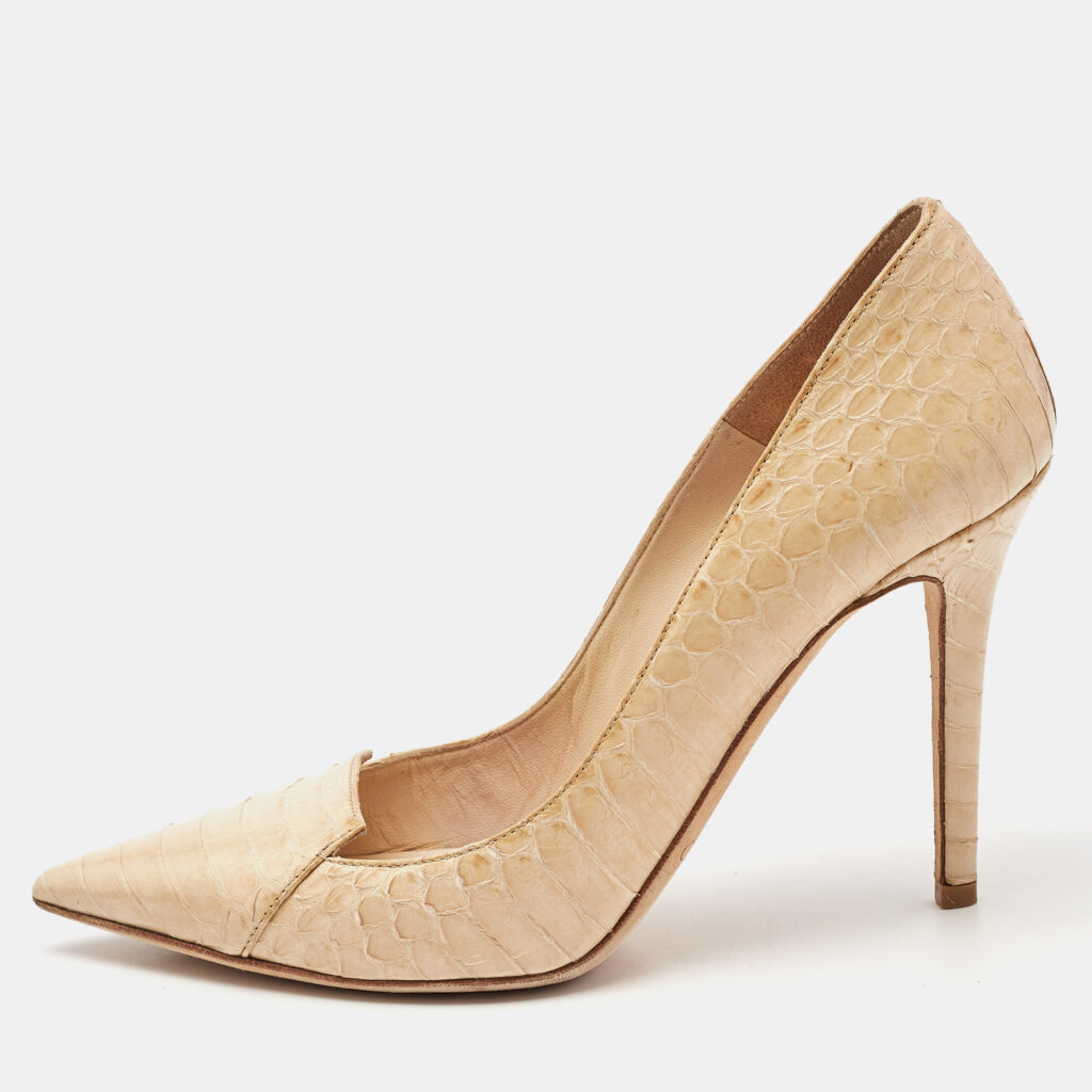 luxury-women-jimmy-choo-used-shoes-p1079659-010.jpg Jimmy Choo Beige Python Pointed Toe Pumps Size 36