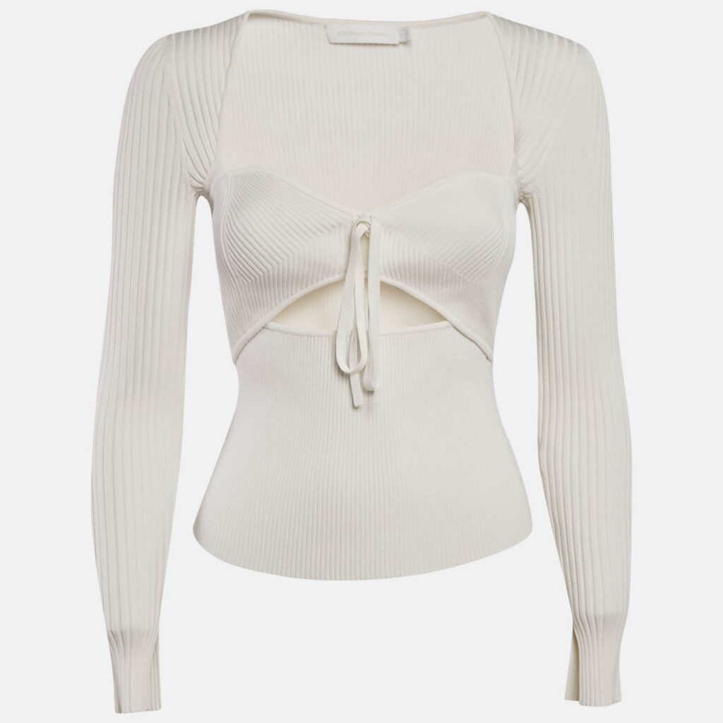 luxury-women-jonathan-simkhai-used-clothes-p1004875-010.jpg Jonathan Simkhai White Rib Knit Cut-Out Alexia Top S