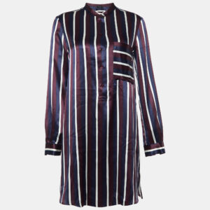 joseph multicolor satin college stripe blouse s