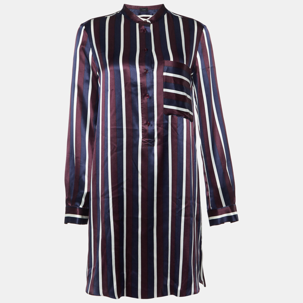 Joseph Multicolor Satin College Stripe Blouse S