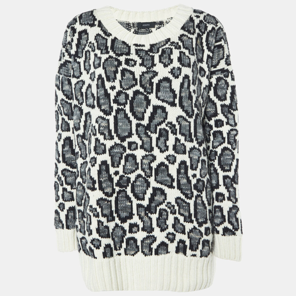 luxury-women-joseph-used-clothes-p1004409-002.jpg Joseph Animal Patterned Jacquard Wool Round Neck Sweater S