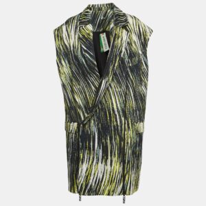 kenzo multicolor printed cotton zip detailed sleeveless  jacket m