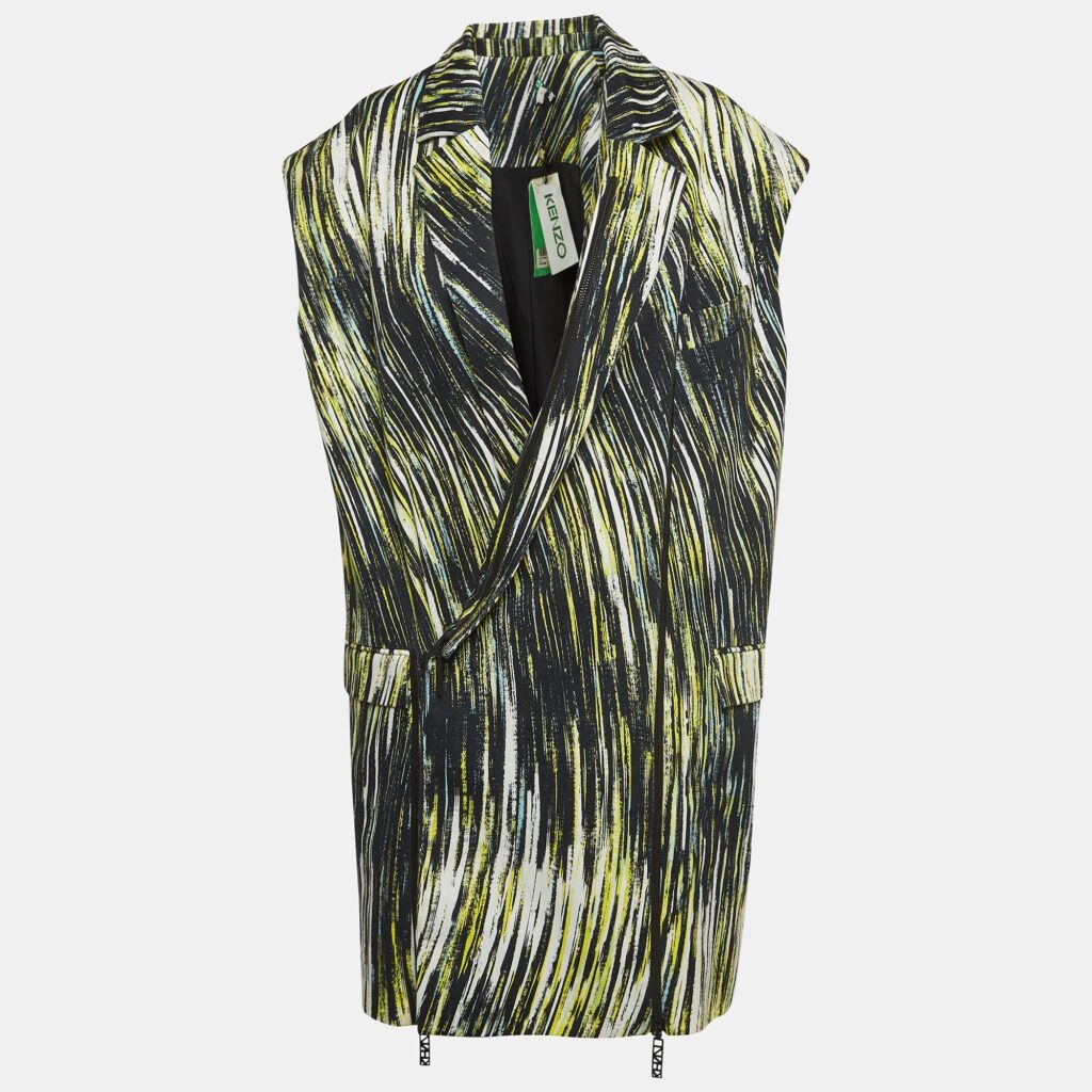luxury-women-kenzo-new-clothes-p1003043-002.jpg Kenzo Multicolor Printed Cotton Zip Detailed Sleeveless Jacket M