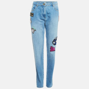 kenzo blue applique detail denim boyfriend jeans m waist 32"