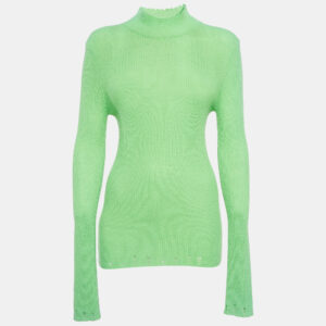 les r&ecirc;veries acid green cashmere turtleneck sweater m