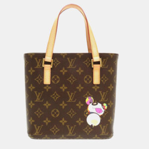 louis vuitton x takashi murakami brown canvas pm vavin tote bag