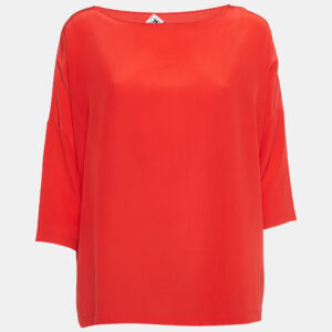 m missoni red silk crepe oversized top s