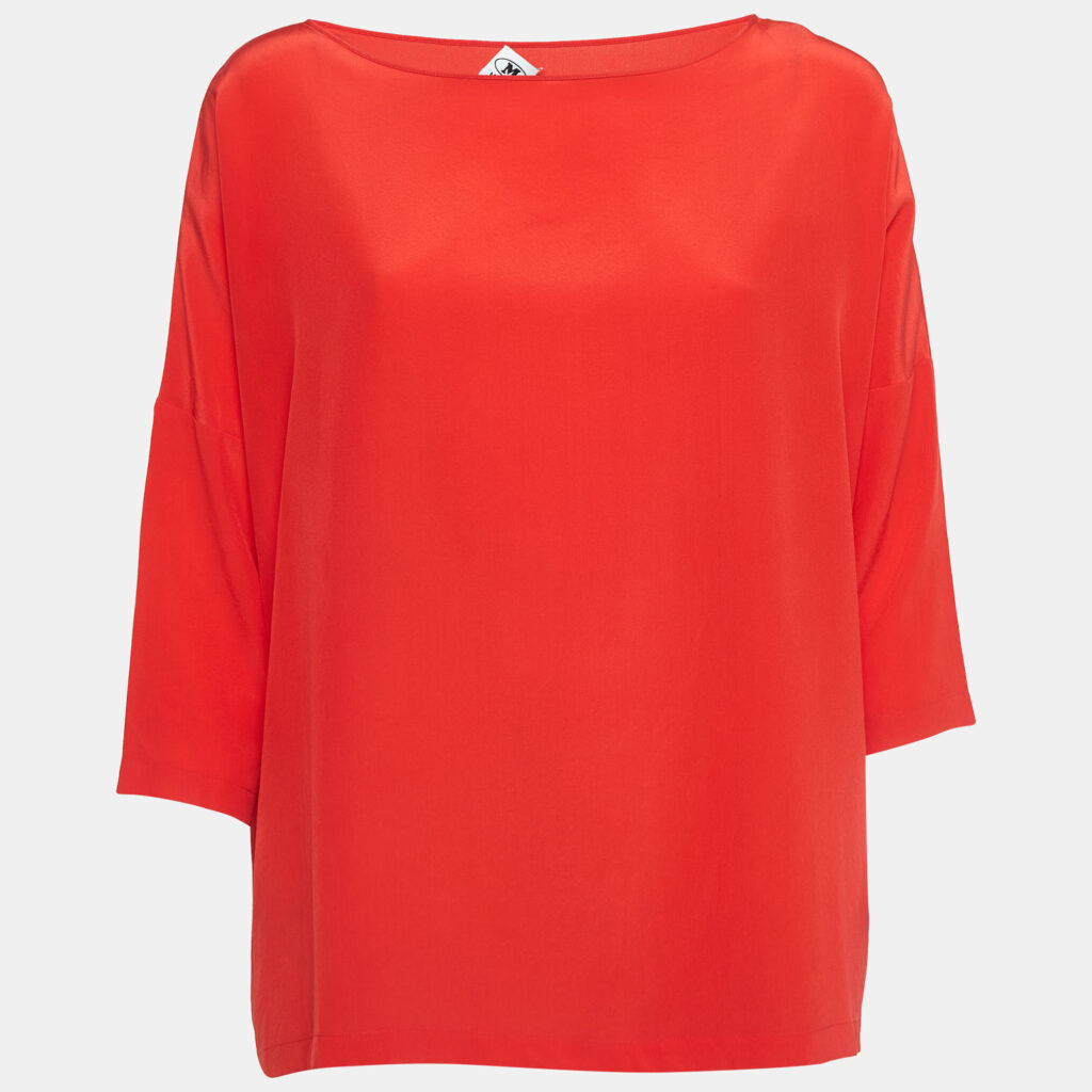 M Missoni Red Silk Crepe Oversized Top S
