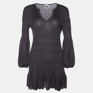 m missoni grey patterned wool blend knit dress m