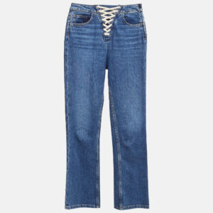 maje blue lace-up denim high rise jeans xs waist 26"