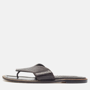 manolo blahnik black python flat slides size 36.5