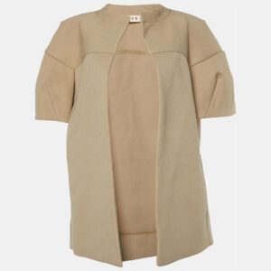 marni beige crepe open front jacket s