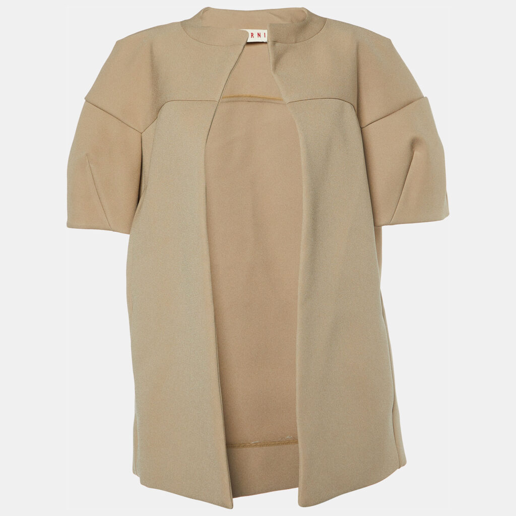 luxury-women-marni-used-clothes-p1002142-002.jpg Marni Beige Crepe Open Front Jacket S