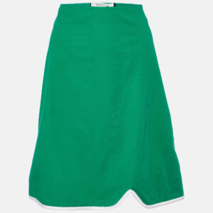 marni green cotton contrast trim knee length skirt m