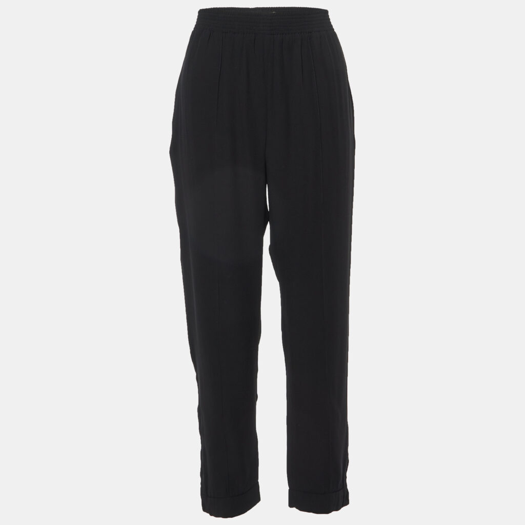 luxury-women-marni-used-clothes-p1019819-004.jpg Marni Black Georgette Zip Detailed Hem Pants M