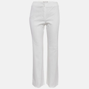 max mara white cotton straight-leg trousers m