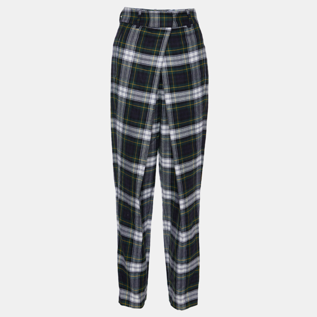 luxury-women-mcq-by-alexander-mcqueen-used-clothes-p1002148-001.jpg McQ by Alexander McQueen Green Tartan Wool Pleated Trousers S