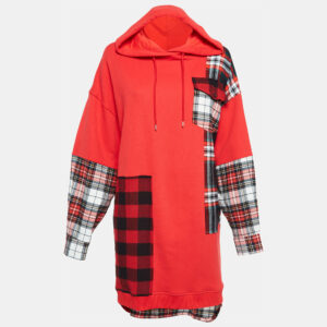 mcq by alexander mcqueen red patchwork oversize hoodie jacket m