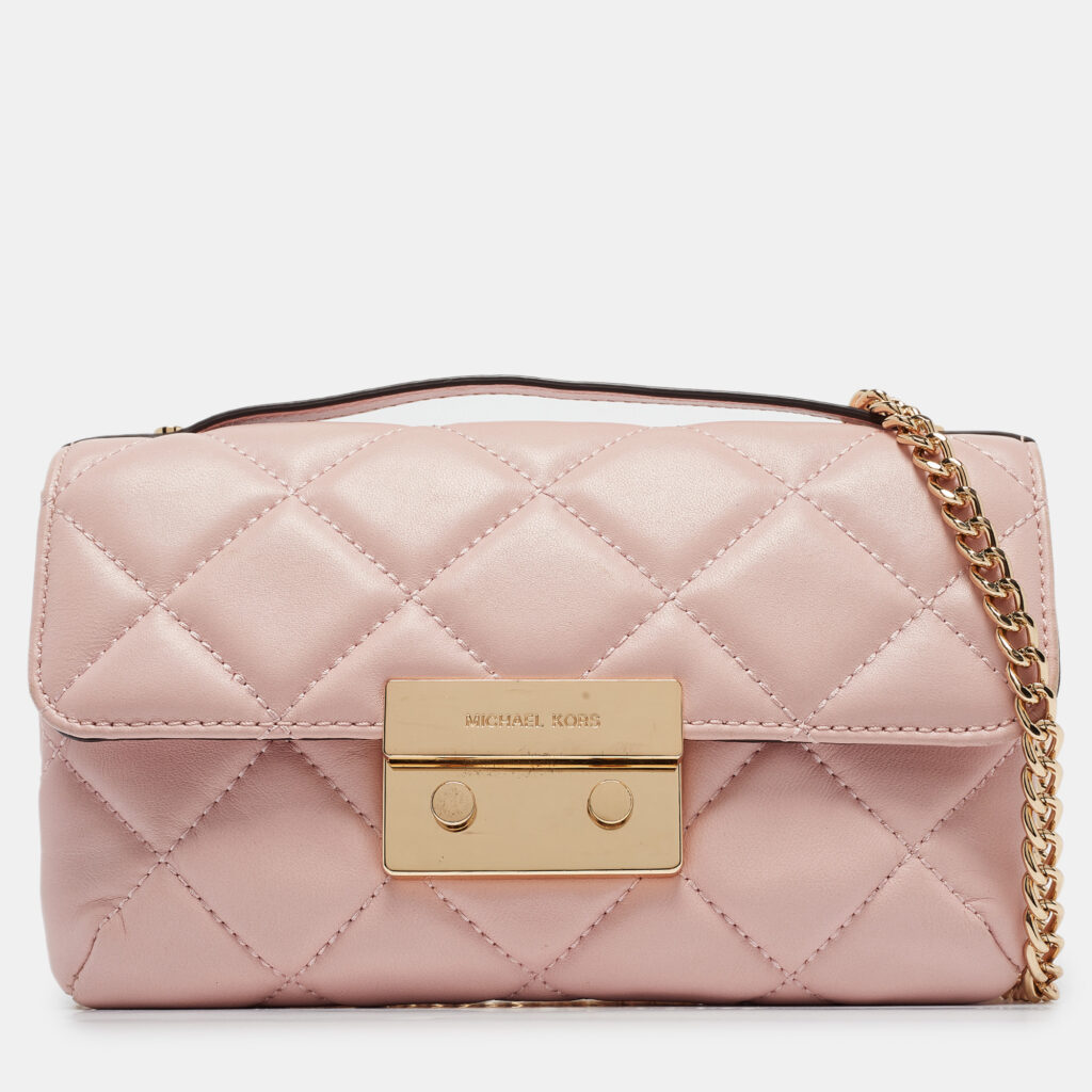 luxury-women-michael-kors-used-handbags-p1011887-007.jpg Michael Kors Pink Quilted Leather Small Sloan Crossbody Bag