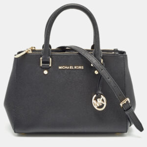 michael kors black leather medium sutton tote