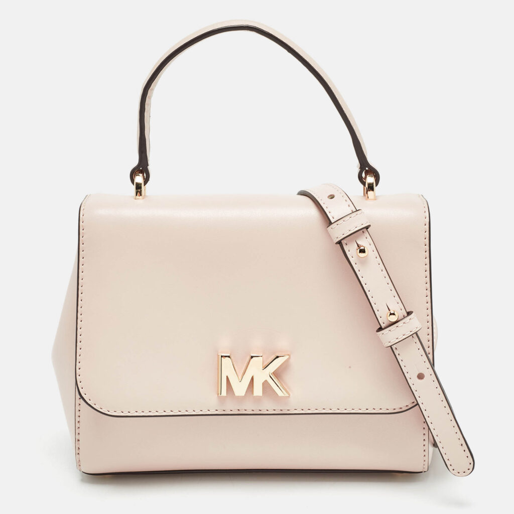 luxury-women-michael-kors-used-handbags-p1016907-016.jpg Michael Kors Light Pink Leather Small Mott Top Handle Bag