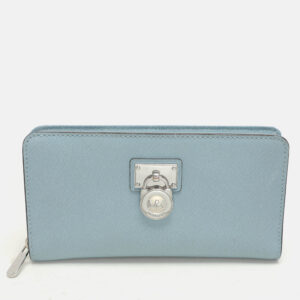michael kors blue leather zip around wallet