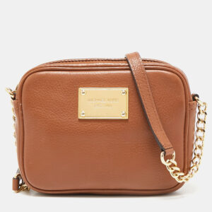 michael kors brown leather mini camera crossbody bag