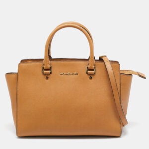 michael michael kors beige leather large selma tote