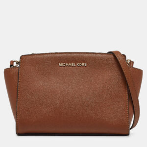 michael michael kors brown leather small selma crossbody bag