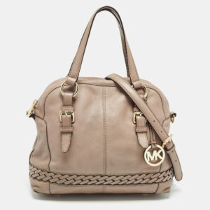 michael michael kors beige leather gladstone satchel